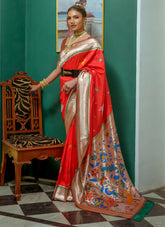 Beautiful Red Woven Soft Silk Paithani Saree